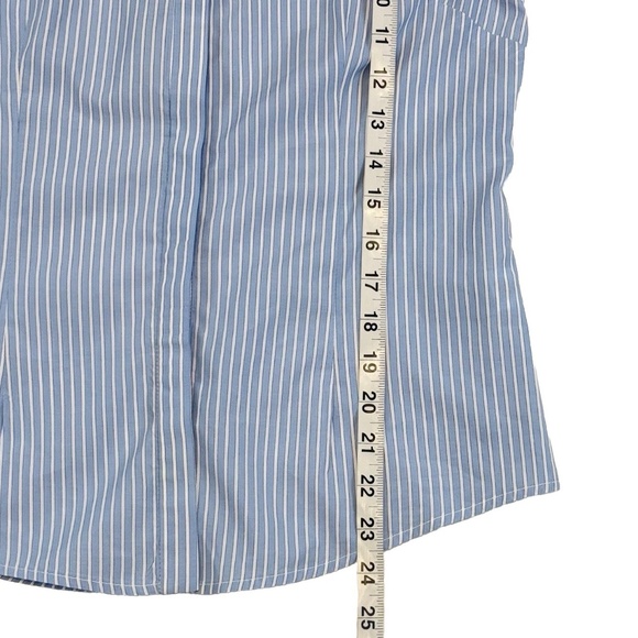 MILLY Women Size 4 Michelle Blue White Stripe Bell Sleeve Cotton Blouse USA - Picture 4 of 13